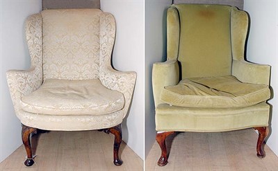 Lot 3219 - Two Similar Queen Anne Style Upholstered...