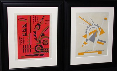 Lot 2115 - Serge Gladky [COMPOSITIONS] Two color pochoirs,...