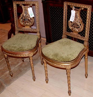 Lot 617 - Pair of Louis XVI Style Gilt-Wood Lyre-Back...
