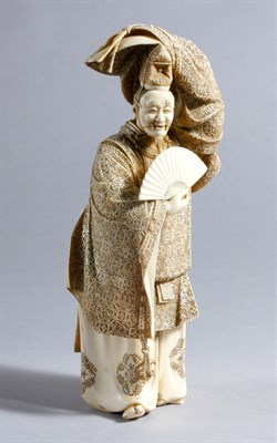 Lot 1042 - Japanese Ivory Okimono of a Noh Actor 19th...