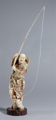 Lot 1055 - Japanese Ivory Okimono of a Fisherman Early...