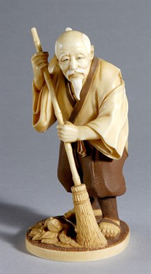 Lot 1048 - Japanese Ivory Okimono of an Elder Early 20th...