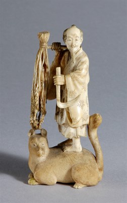 Lot 1037 - Japanese Ivory Okimono of a Farmer Late 19th...