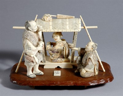 Lot 1062 - Japanese Ivory Okimono of Three Figures Early...