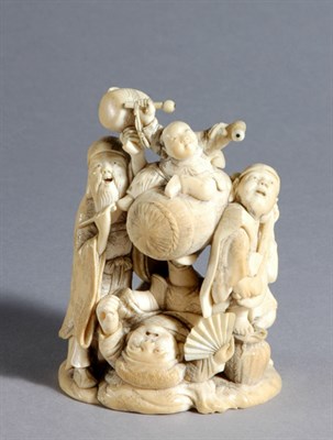 Lot 1061 - Japanese Ivory Okimono of Immortals and Boys...