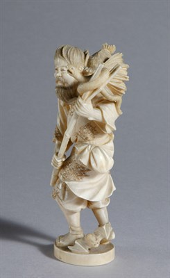 Lot 1047 - Japanese Ivory Okimono of a Farmer Early 20th...