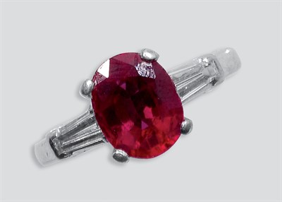 Lot 539 - Platinum, Ruby Doublet and Diamond Ring