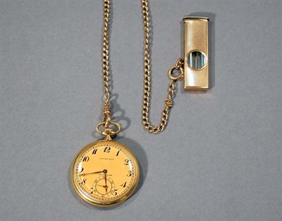 Lot 398 - Gold Pocket Watch and Chain with Cigar Cutter