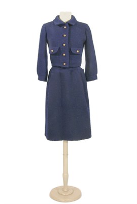 Lot 92 - Givenchy Navy Wool Tweed Suit French, early...