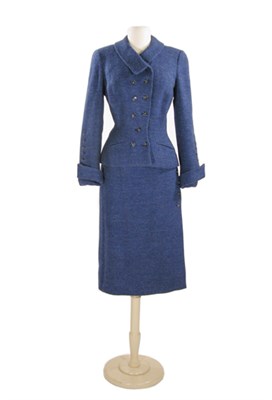 Lot 59 - Sophie Blue Tweed Suit American, late 1940s...