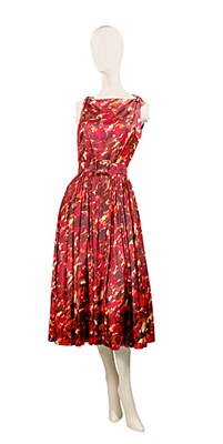 Lot 57 - Traina Norell Abstract Brushstoke Print Dress...