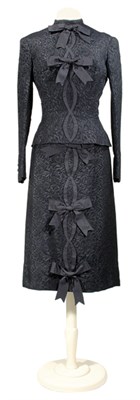 Lot 98 - Mingolini & Guggenheim Black Damask Dress Suit...