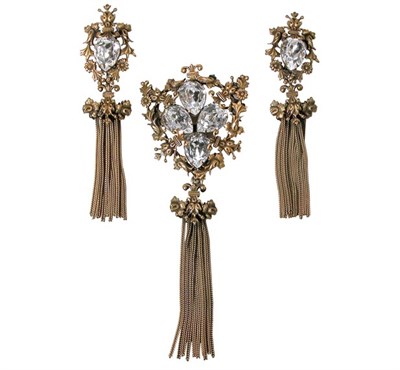Lot 399 - Joseff Pendant Tassel Pin and Earrings...