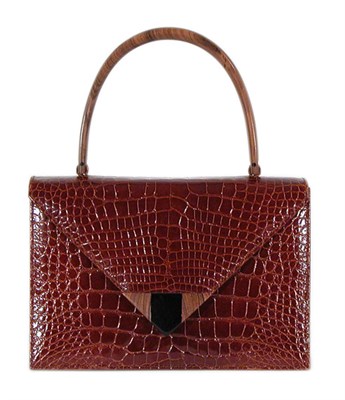 Lot 216 - Lana Marks Cognac Crocodile Handbag Accordian...