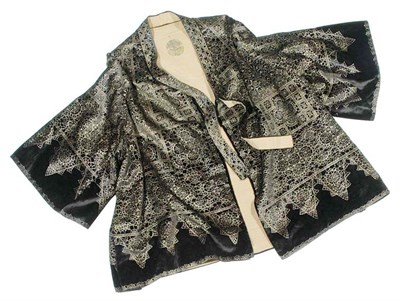 Lot 38 - Fortuny Black Velvet Stenciled Jacket Italian,...