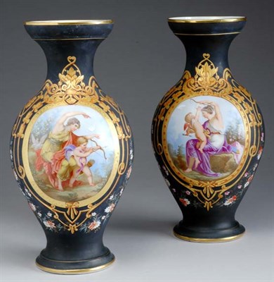 Lot 2396 - Pair of Paris Porcelain Vases Each of baluster...