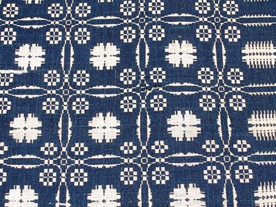 Lot 474 - New York Pine Overshot Reversible Coverlet...