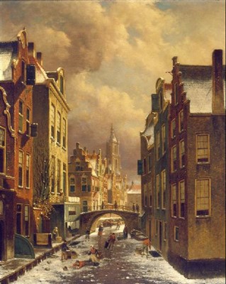 Lot 91 - Oene Romkes de Jongh Dutch, 1812-1896 SKATING...