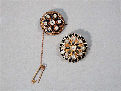 Lot 442 - Two Gold, Enamel and Diamond Pins