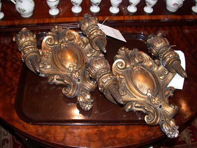 Lot 1563 - Pair of Louis XV Style Gilt-Wood Two-Light...