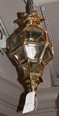 Lot 1583 - Neoclassical Style Brass and Glass Hall Lamp