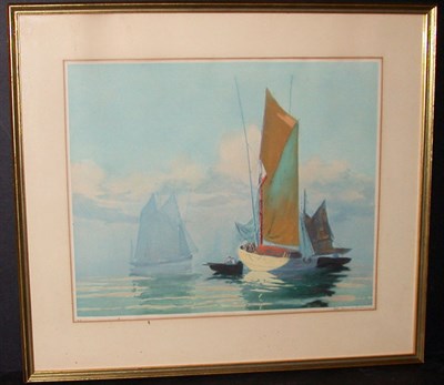 Lot 2116A - Artist Unknown [BOATS AT SEA] Color aquatint,...