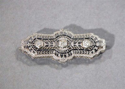 Lot 593 - White Gold, Diamond and Enamel Pin