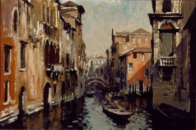 Lot 180 - Edward Seago British, 1910-1974 CANAL SCENE,...