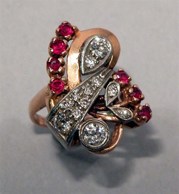 Lot 150 - Rose Gold, Diamond and Synthetic Ruby Ring