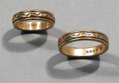 Lot 179 - Two Tri-Color Gold Band Rings