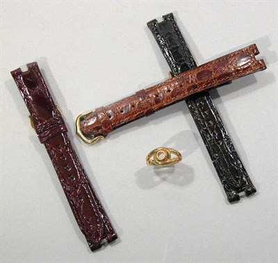 Lot 182 - Four Watch Straps and Gold Ring