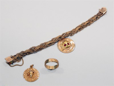 Lot 199 - Gold Charm Bracelet and Ring