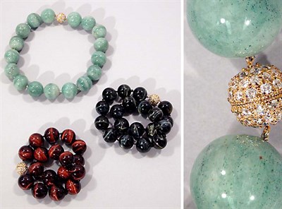 Lot 304 - Three Bead Necklaces with Simulated Diamond Clasps