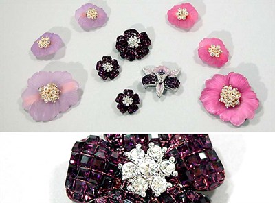 Lot 307 - Group of Costume Purple Glass Flower Jewelry