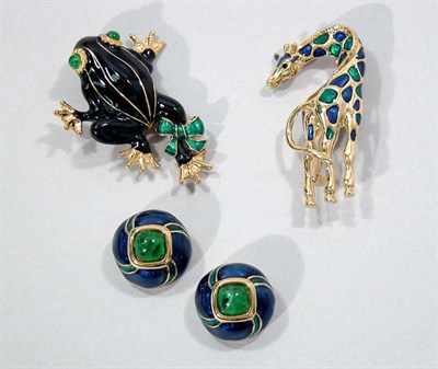Lot 312 - Pair of Costume Earclips and Two Pins