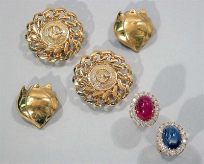 Lot 313 - Two Pairs of Costume Earclips and Two Rings