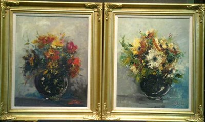Lot 63 - L. Serein (?) 20th Century FLORAL STILL LIFES:...