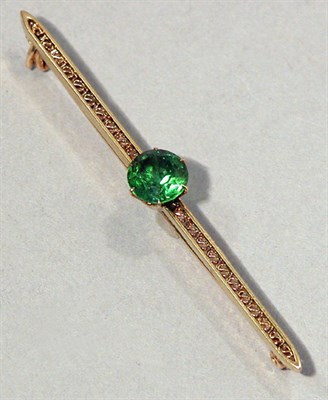 Lot 214 - Gold and Tourmaline Bar Pin