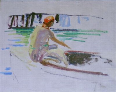 Lot 1005 - Tod Lindenmuth American, 1885-1976 BOATER WITH...