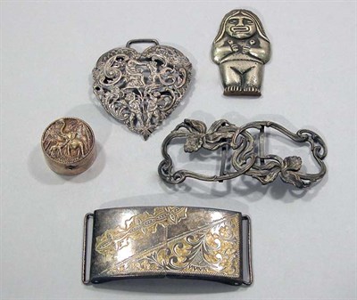 Lot 236 - Group of Assorted Silver and Metal Belt Buckles and Clips