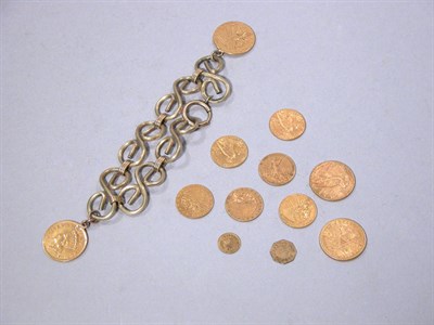Lot 284 - Group of Assorted Gold Coins and Gold Coin Bracelet