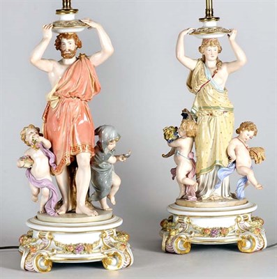 Lot 2155 - Pair of Meissen Porcelain Figural Groups Each...