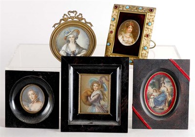 Lot 2457 - Group of Portrait Miniatures Depicting...