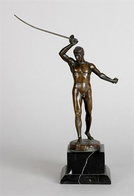 Lot 2527 - Patinated-Bronze and Marble Figure After a...
