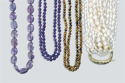 Lot 627 - Two Freshwater Pearl Torsade Necklaces and Ten Bead Necklaces