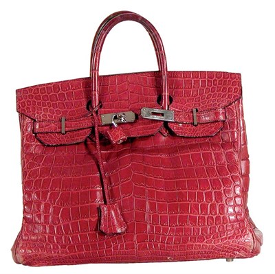 Lot 255 - Hermes Red Matte Crocodile Birkin Bag Souple,...