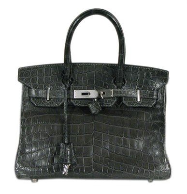 Lot 256 - Hermes Gray Matte Crocodile Birkin Bag Souple,...