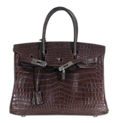 Lot 254 - Hermes Brown Matte Crocodile Birkin Bag Souple,...