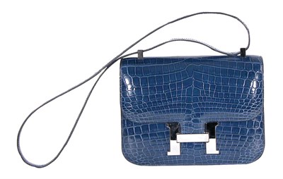 Lot 222 - Hermes Blue Jean Crocodile Constance Bag...