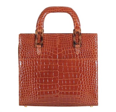 Lot 214 - Lana Marks Cognac Crocodile Handbag Gilt-metal...